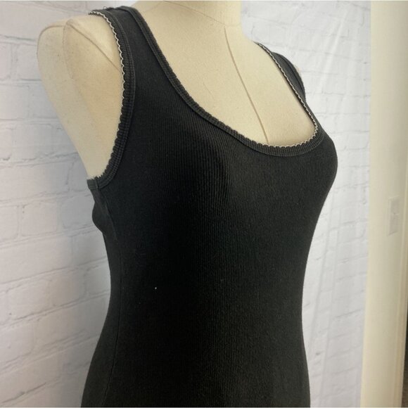 ⭐ 3/$15 Vintage Y2K Moda International XS Cotton Black Crochet Boho Midi Dress - Picture 3 of 10